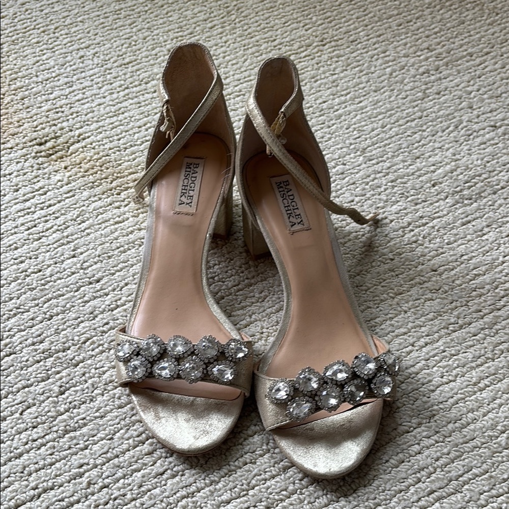 Badgley Mischka Silver Embellished Heels